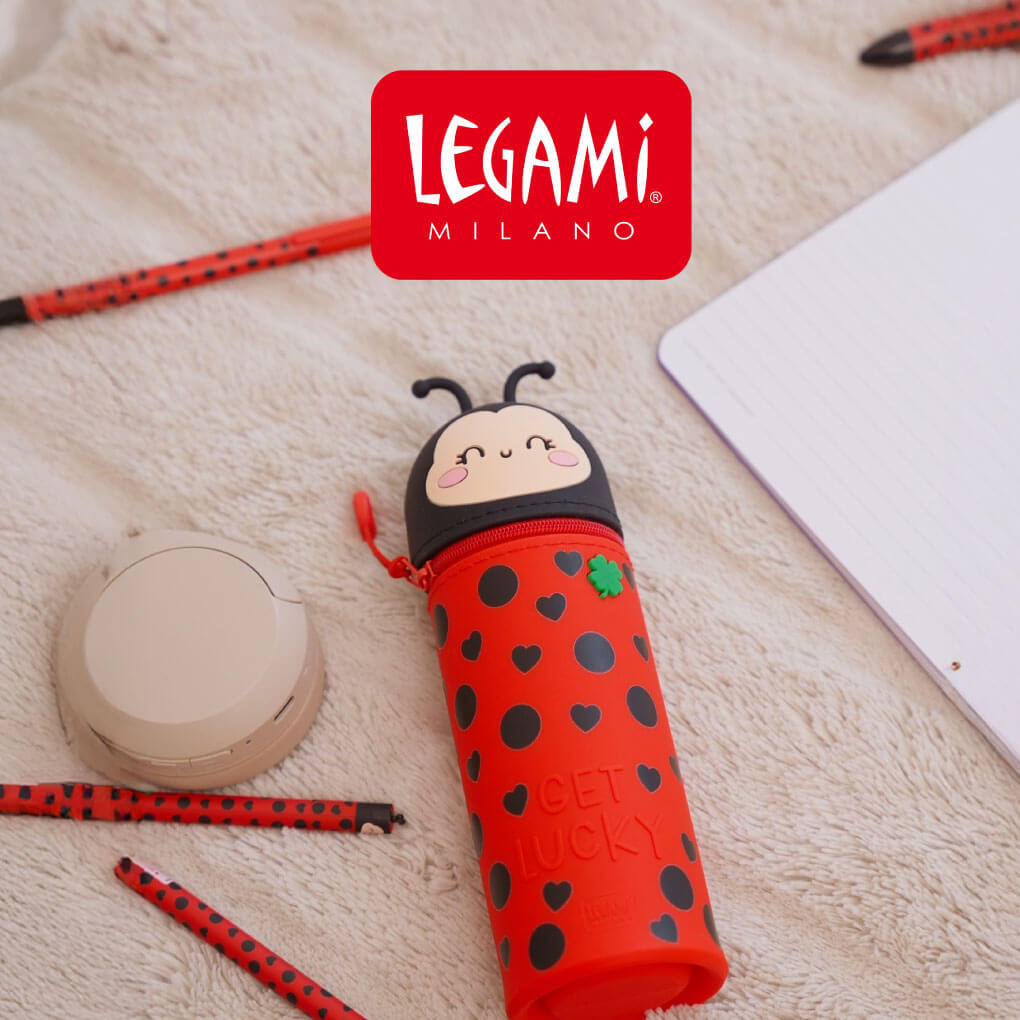 Estojo e canetas da coleção Legami Joaninha